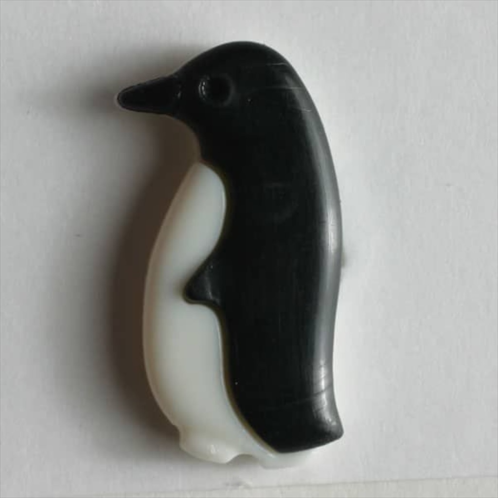 Kinderknopf  Knopf mit Öse  Pinguin 18mm schwarz /weiß  1 Stck.