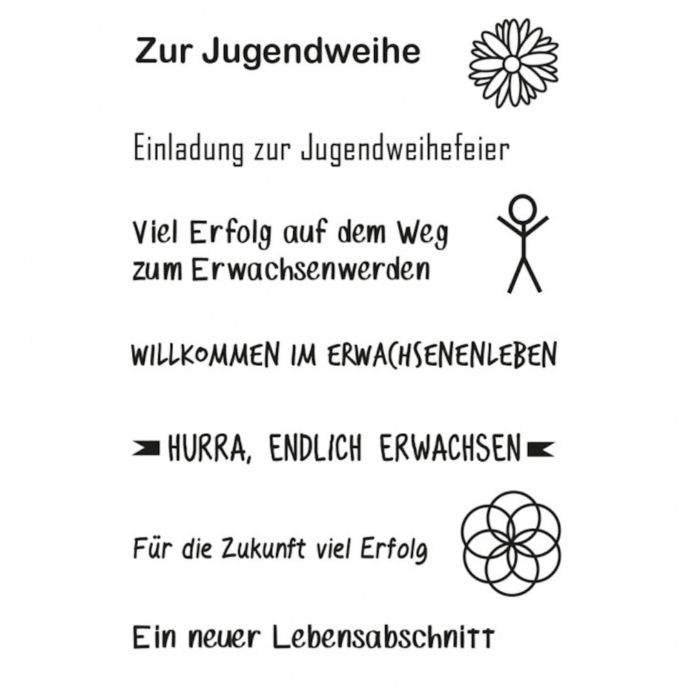 Clear stamp Silikonstempel - 7,5 x 10,5 cm - Zur Jugendweihe