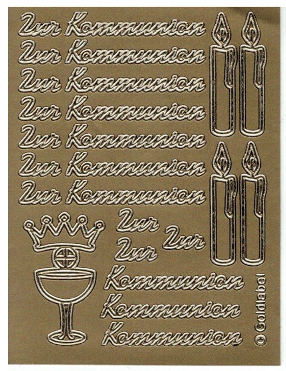 Kreativ Sticker "Zur Kommunion" gold 7,5x10cm