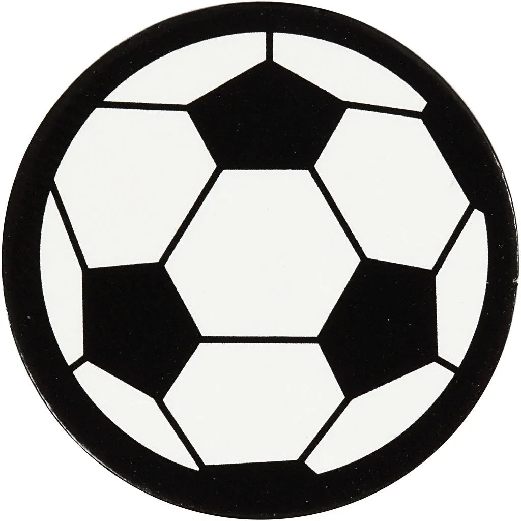 Stanzfigur aus Pappe, Fußball, D: 25 mm, Weiß/Schwarz, 20 Stk/ 1 Pck