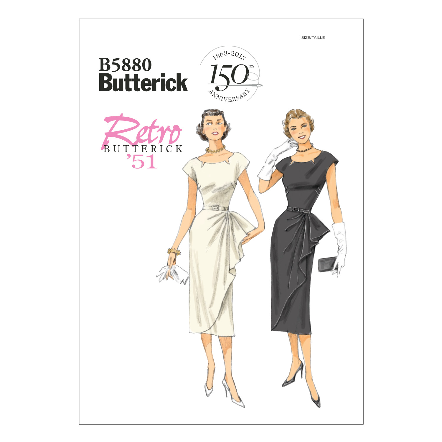Butterick® Papierschnittmuster Retro`51 Kleid Damen B5880
