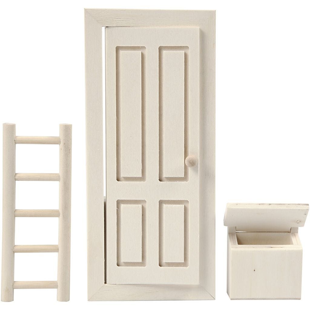 Miniatur Wichteltür Set, Größe 8x18 cm (Tür, Leiter & Briefkasten)