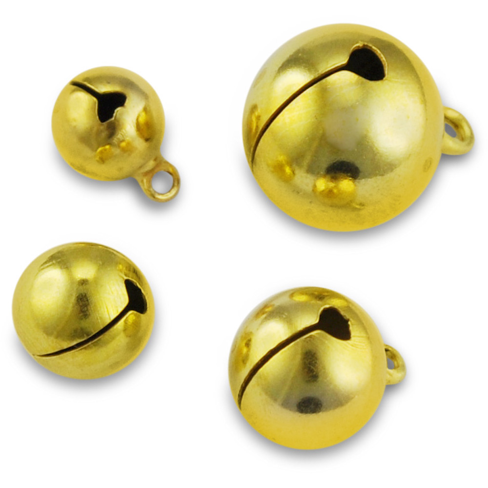 Kugelschellen, rund, ø ca.12 mm, 8 Stück, gold