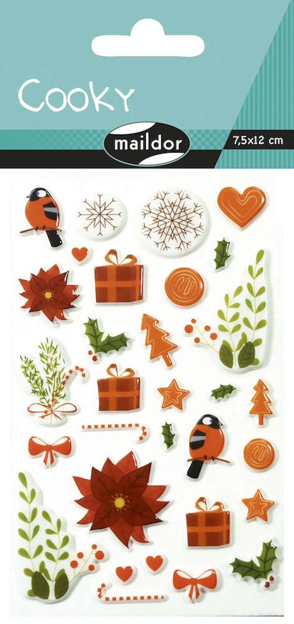 Maildor Sticker Cooky, 1 Bogen 7,5x12cm, Weihnachtsblumen - Mehrfarbig