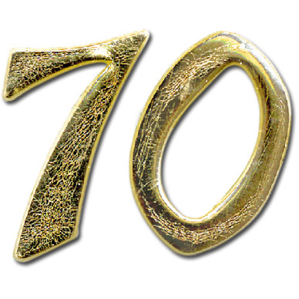 Wachs-Jubiläum-Ziffer "70", groß/gold, 25x30 mm