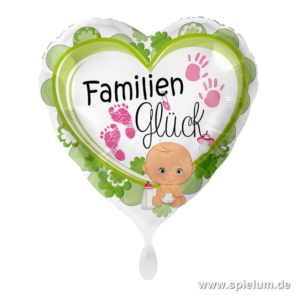 Folienballon Herz -Familienglück rosa - 45cm
