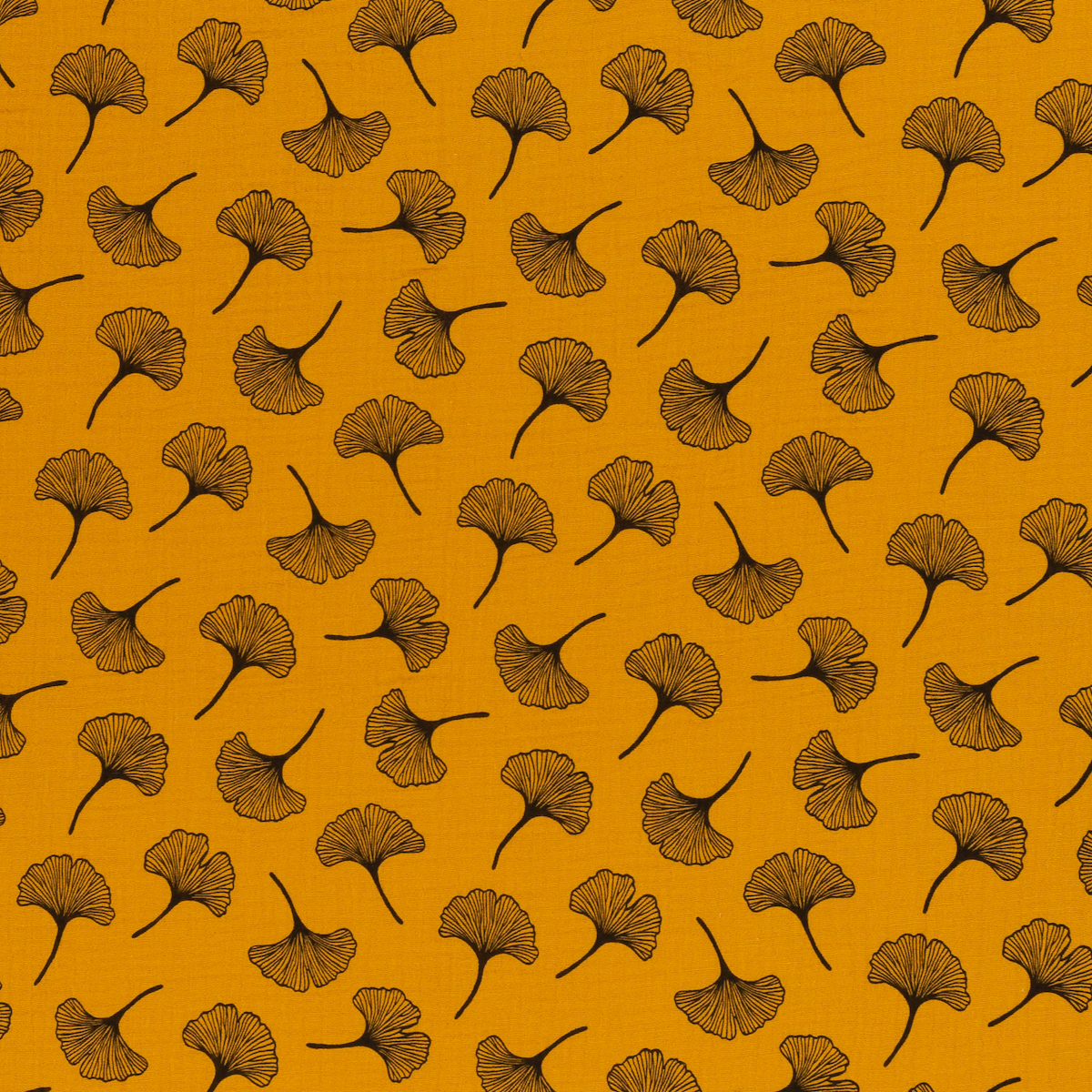 Musselin Jeron Ginkgo gelb, Restschrumpfwert ca. 10%, Double Gauze, Meterware (10cm)