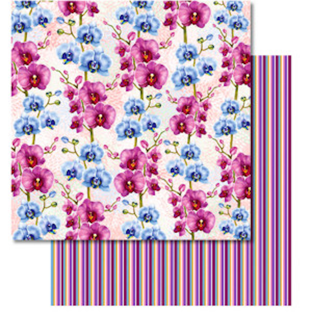 Premium Scrapbooking Papier "Orchideen" Motiv 246 mit Glitzer - 1 Blatt