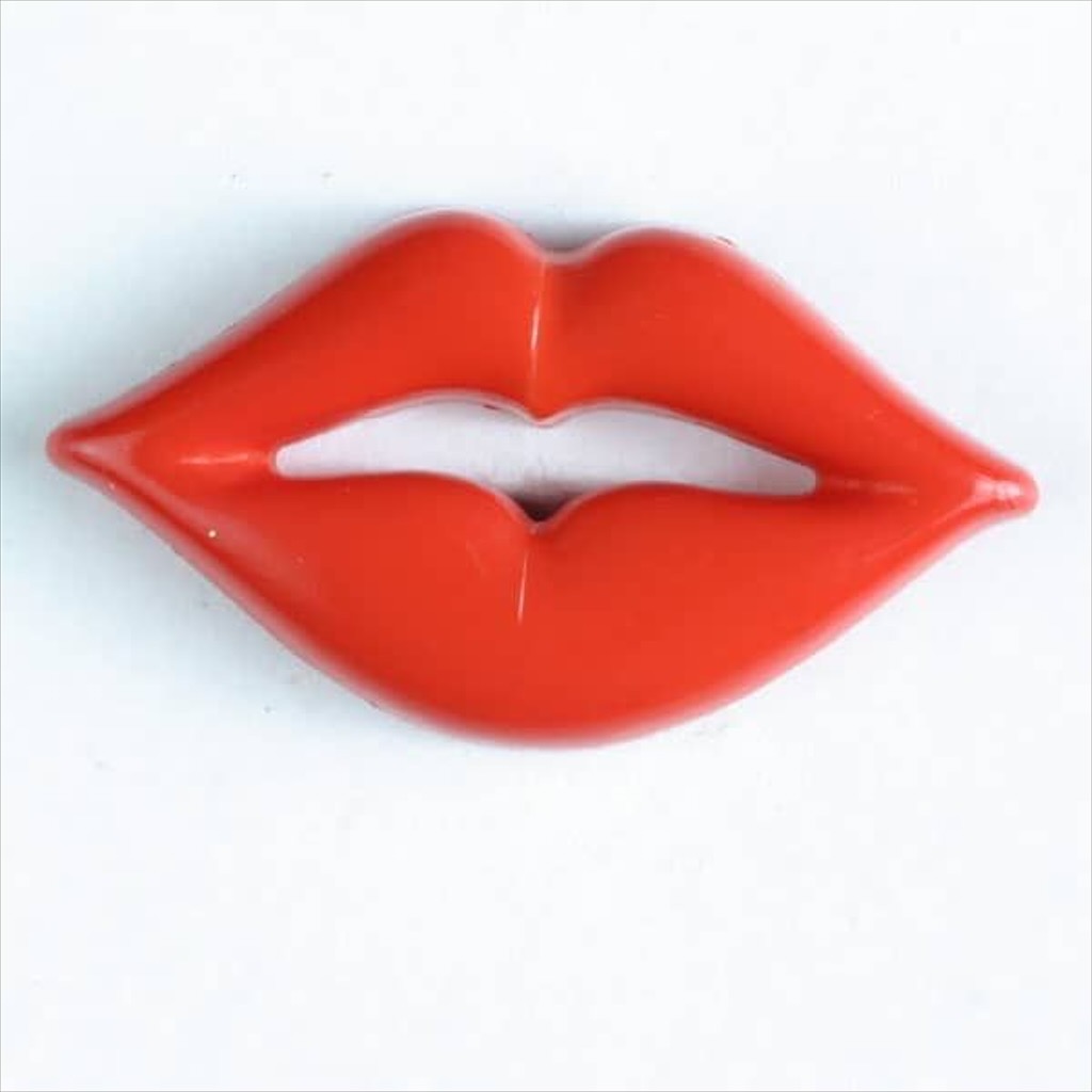 Knopf in Form von geschwungenen Lippen mit Öse, 30mm, 1 Stück