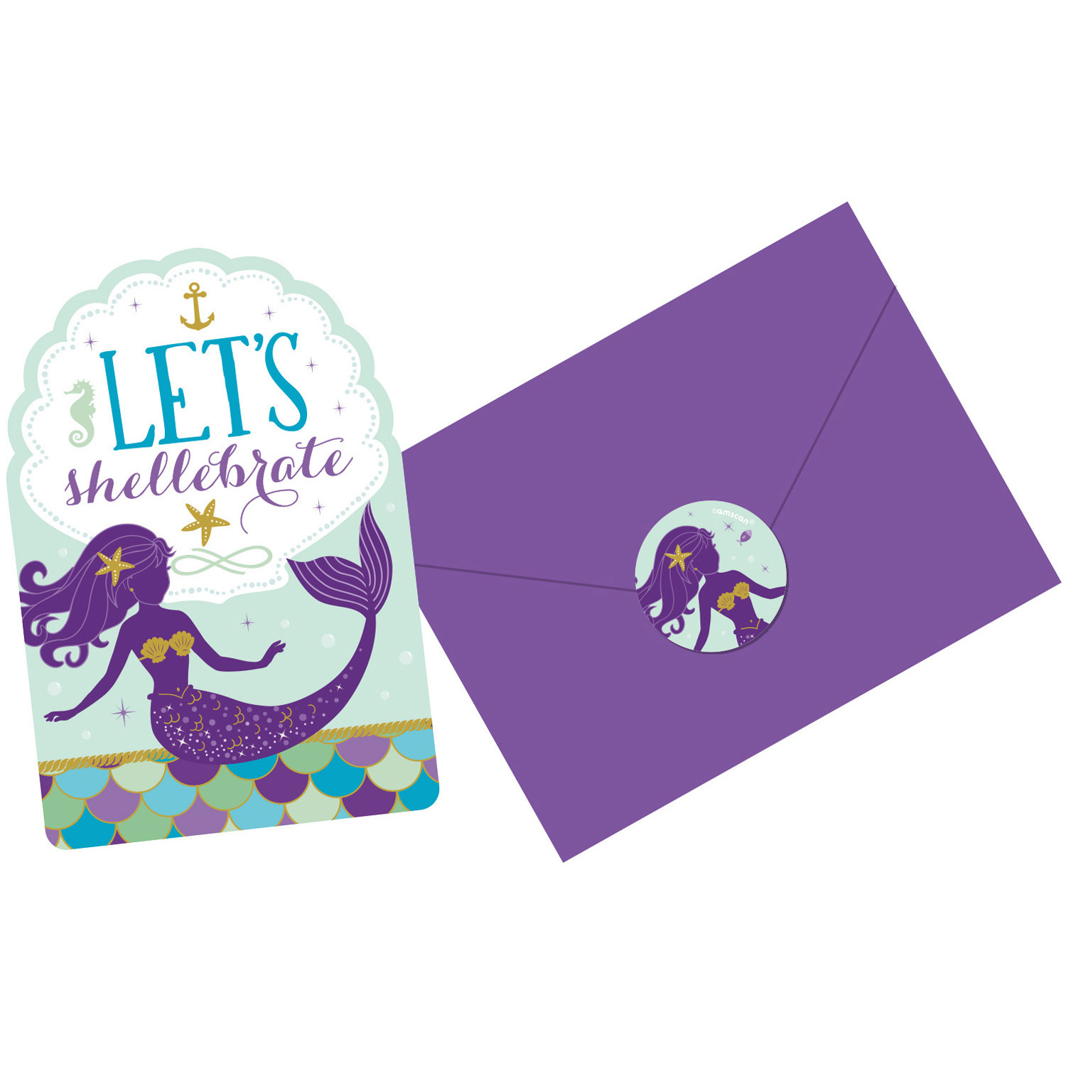 Einladungskarten & Umschläge - Mermaid Wishes - 8 Stück