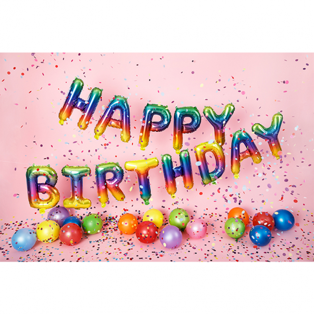 1 Ballon - Schriftzug - Happy Birthday - Rainbow