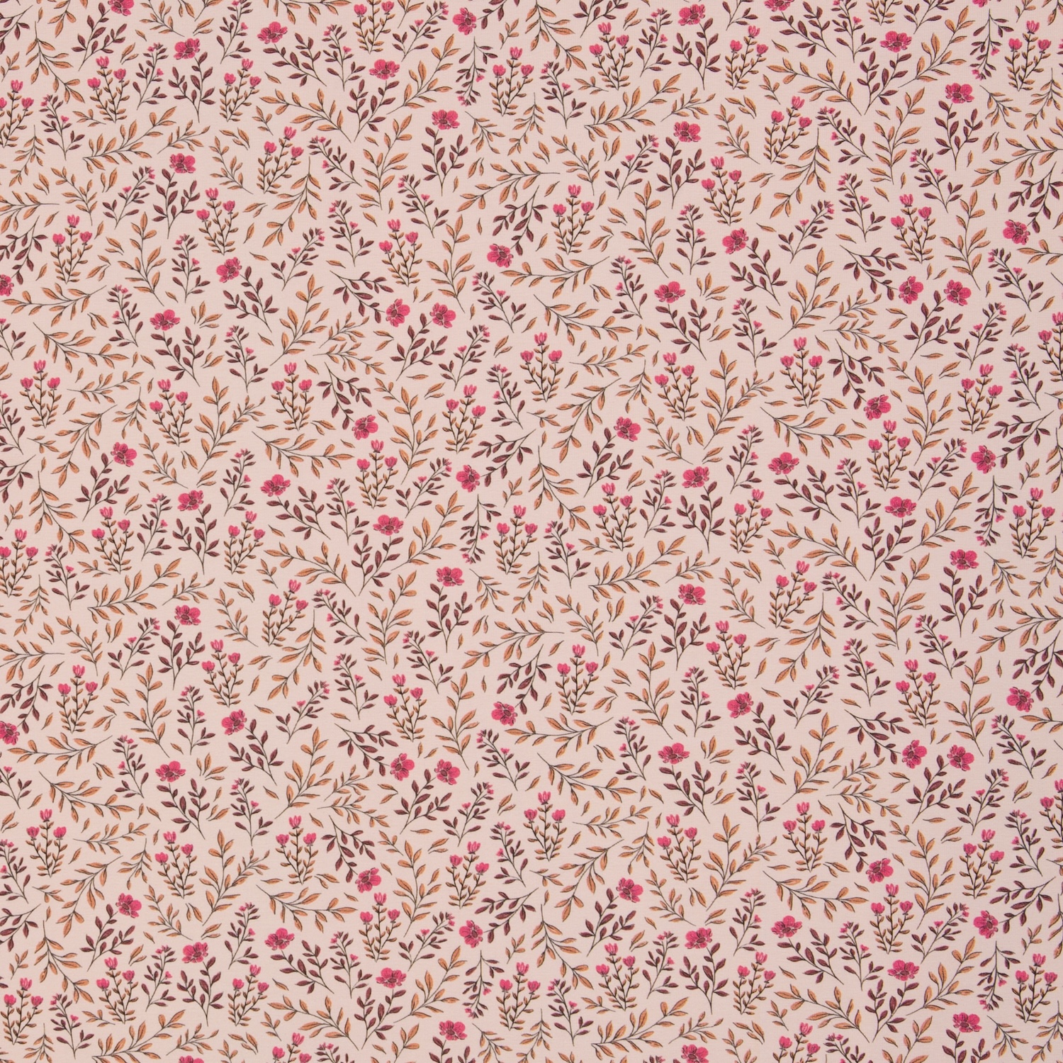 Baumwolljersey Jona - Blumen, pink/rosa/creme - Meterware (0,50m)