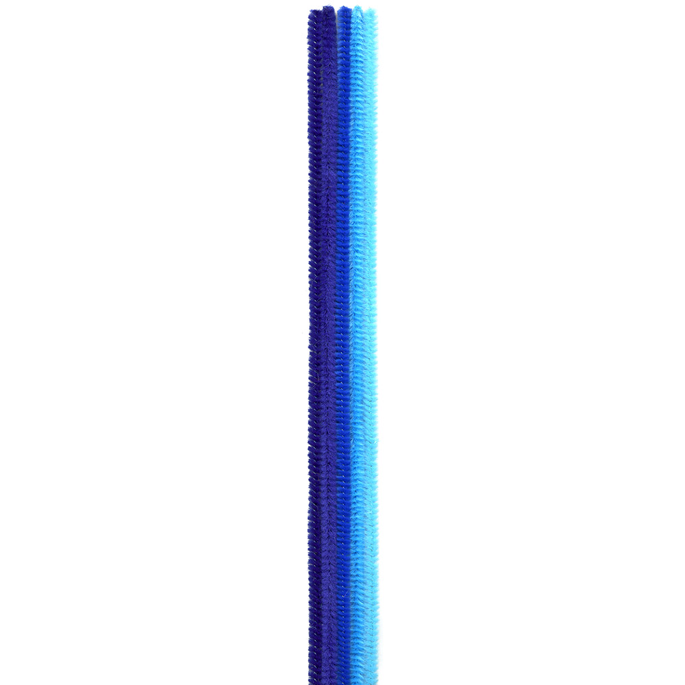 Chenille Sortiment, blau sortiert 6mm, 30cm, 25 Stck.