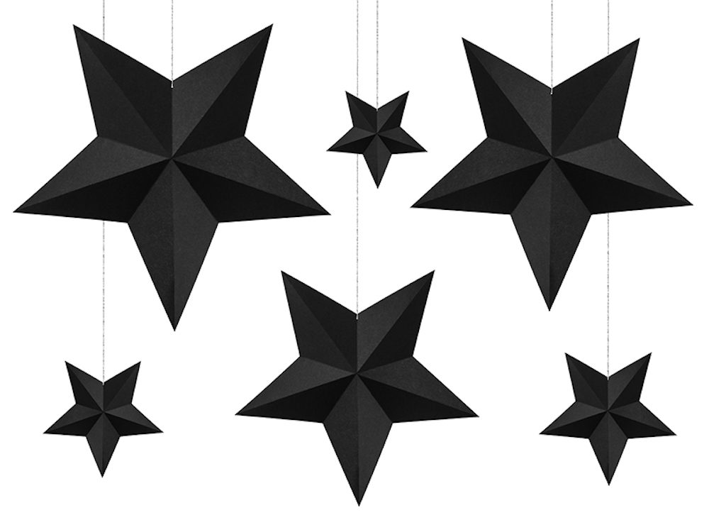 6 Sterne aus Papier, 12 - 37 cm