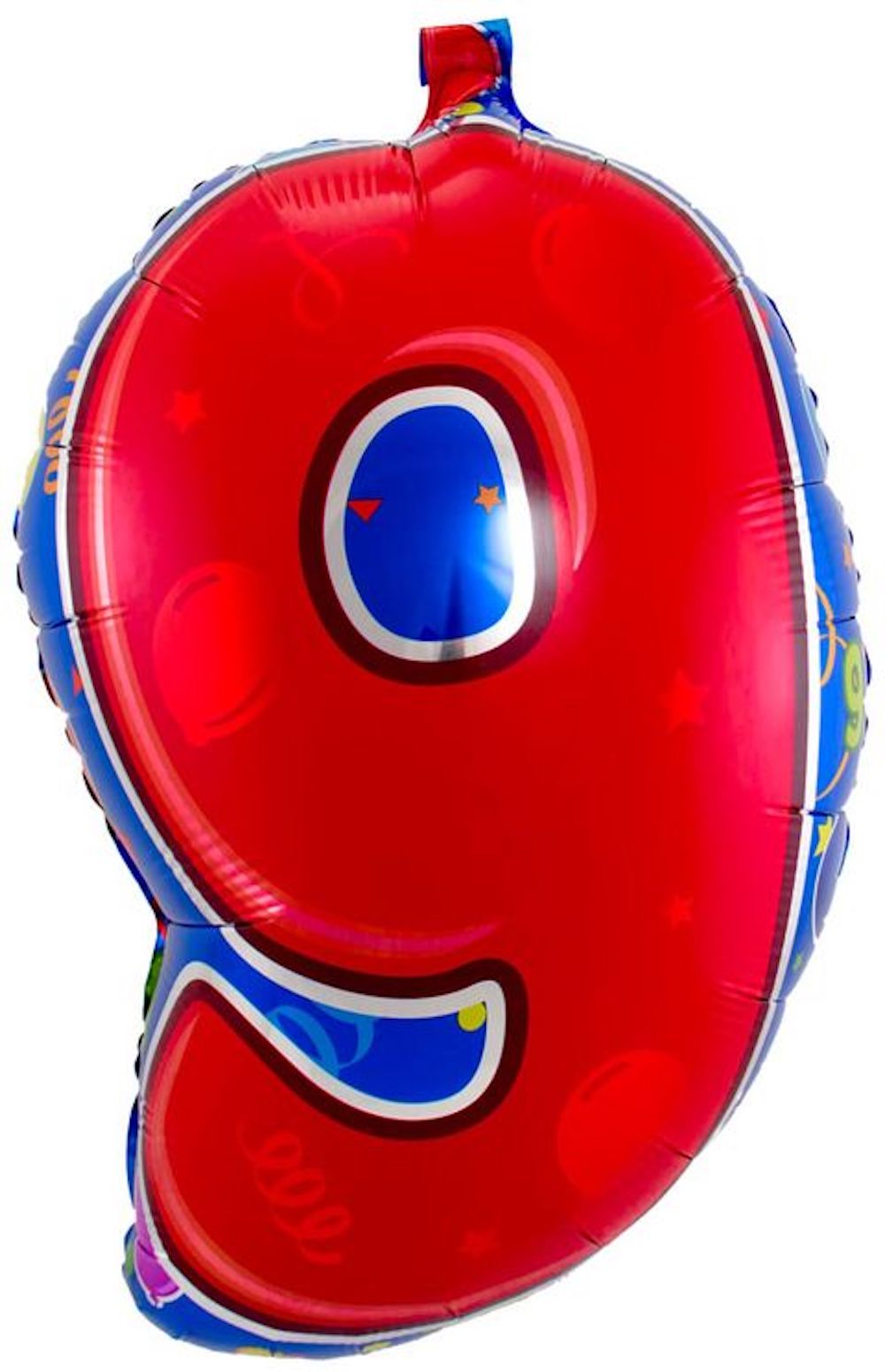 Folienballon  Zahl 9  - rot/blau - 56cm (Unverpackt)