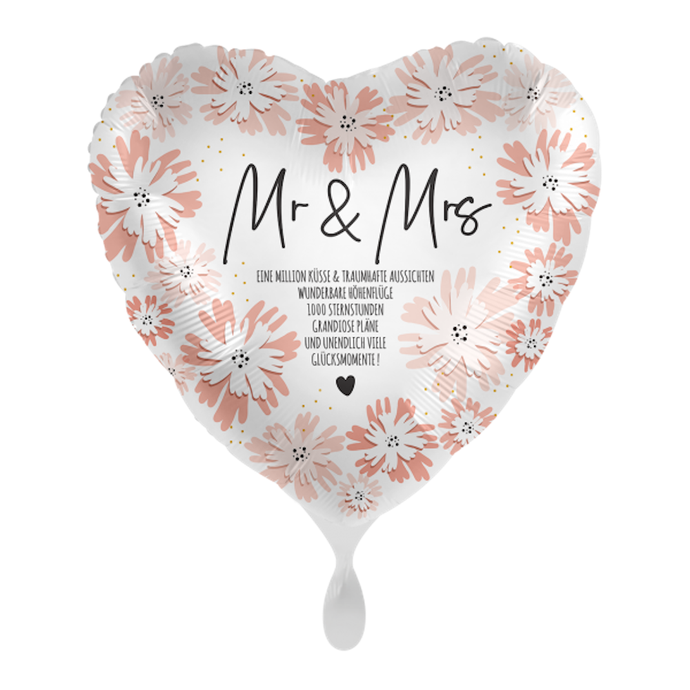 Folienballon - Mr & Mrs - Blooming Wedding Day - 43cm