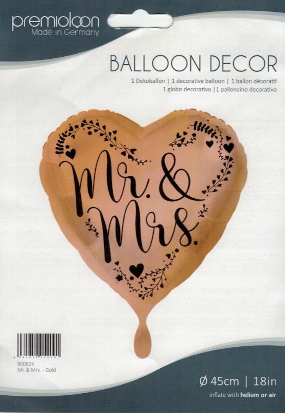  Hochzeit Folienballon Mr. & Mrs. Herz - 45 cm, 1 Stück