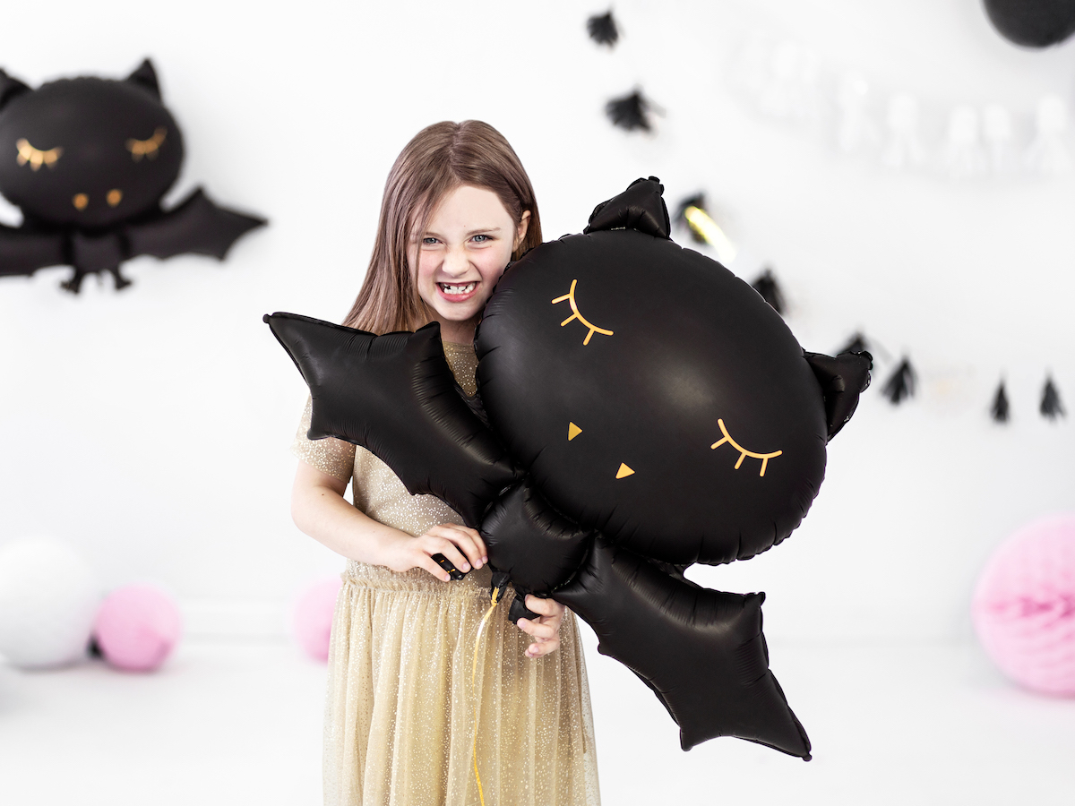 Folienballon Fledermaus, 80x52cm, schwarz/gold, 1 Stück