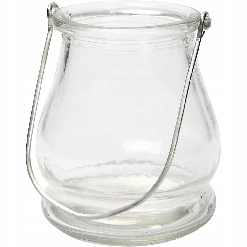 Glas Laterne mit Metallhenkel, gebogen, 10cm
