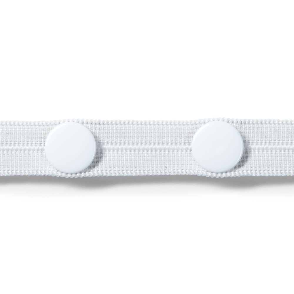 Knopfloch-Elastic / geflochten mit 3 Knöpfen 12 mm, weiß,  3m