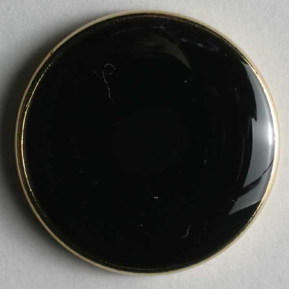 Blazerknopf, vollmetall, mit schmalem, dekorativem Rand, schwarzer Einlage und Öse