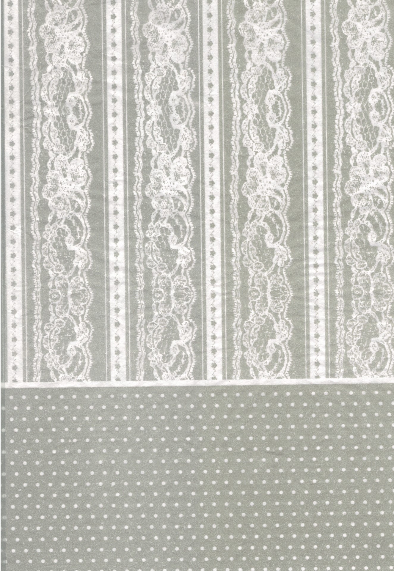 Découpage-Papier, 25x35 cm, 17 g, weiße Spitze und Pünktchen auf grauem Grund, 1 Blatt