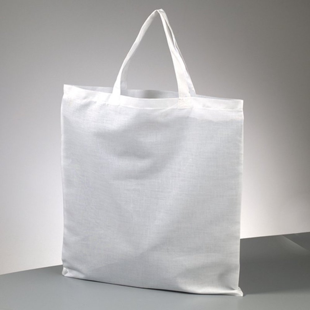 Tragetasche Baumwolle, weiß, kurze Henkel, 38 x 42 cm, 105 g/m²
