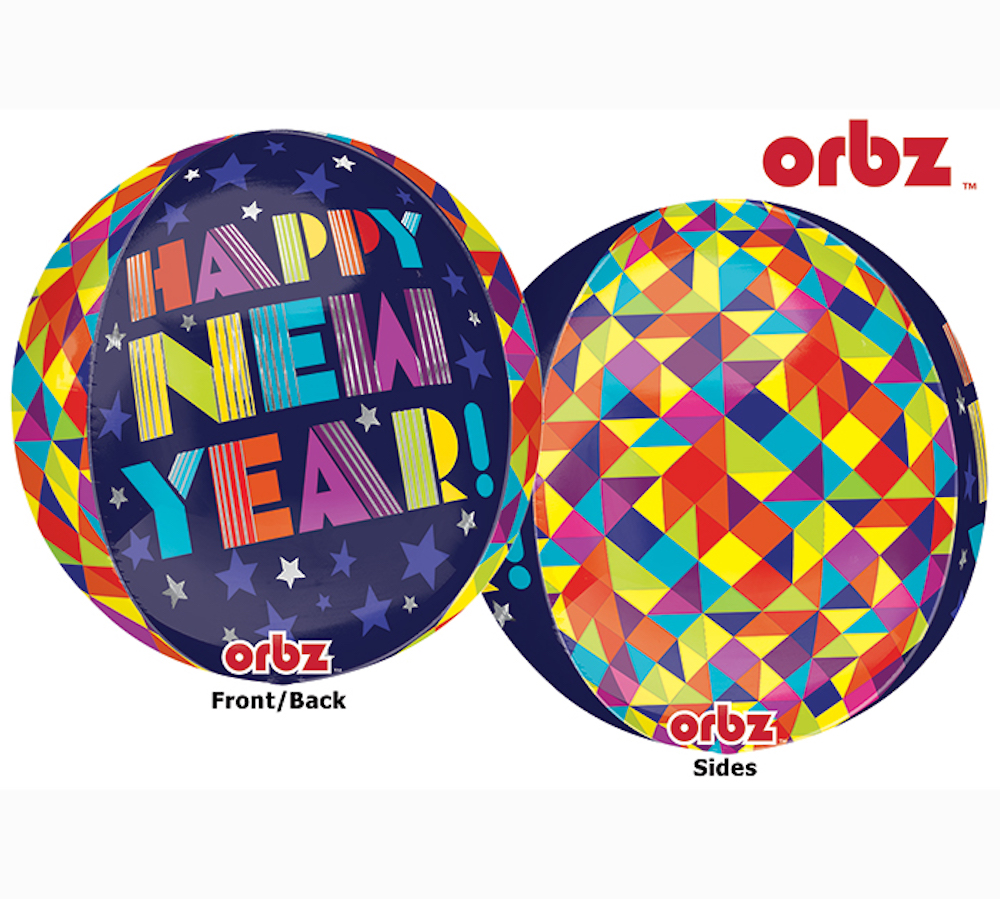 Folienballon Orbz - Happy New Year - 40cm