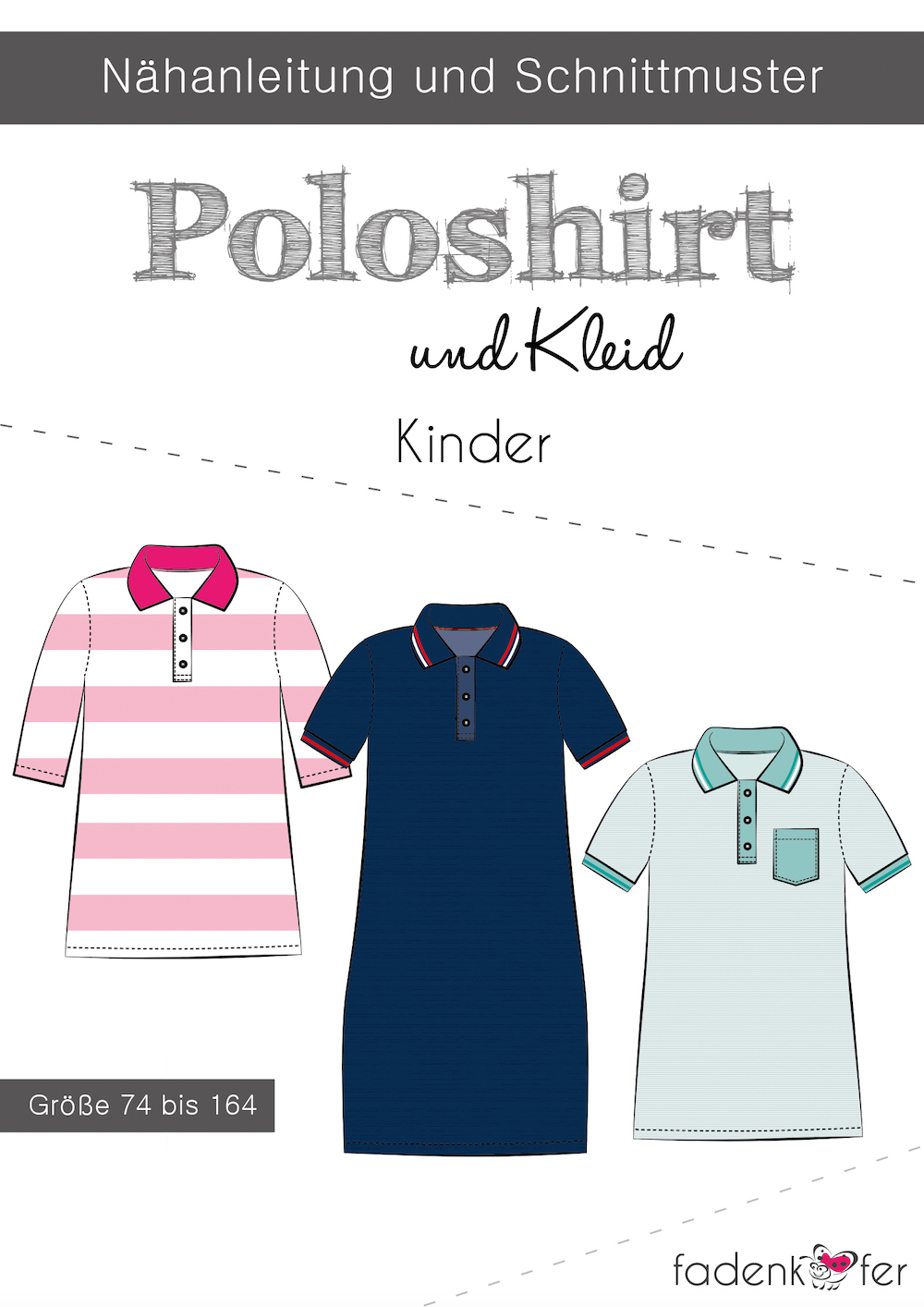 Papierschnittmuster Poloshirt Kinder - Gr. 74-164 - Nähanleitung und Schnittmuster von Fadenkäfer