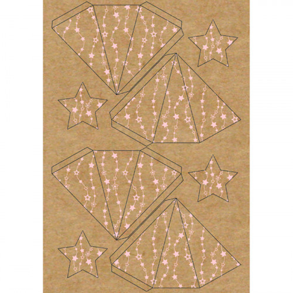 Bastelset Design Sterne aus Kraftkarton, 2 Sterne, 25cm 