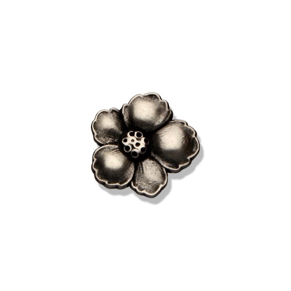 Trachtenknopf, Blume aus Metall mit Öse, 1 Stück