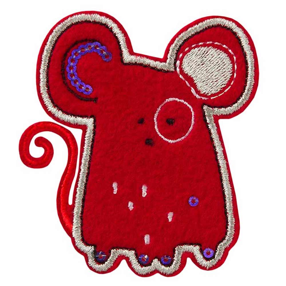 Applikation - aufbügelbar, Maus rot, 7,5x7cm, 1 Stück