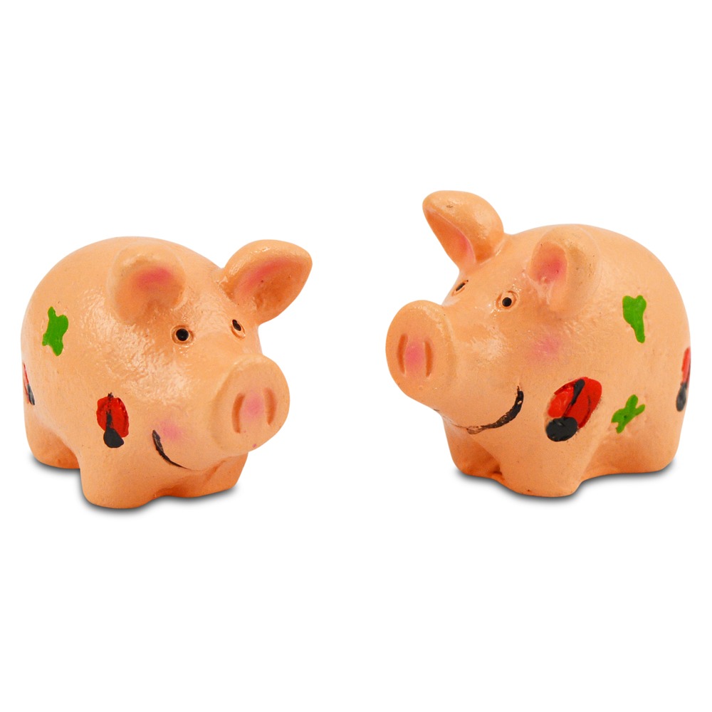 Dekofigur Miniatur Glücksschweinchen  ca. 3 x 2,5cm  2 Stck.