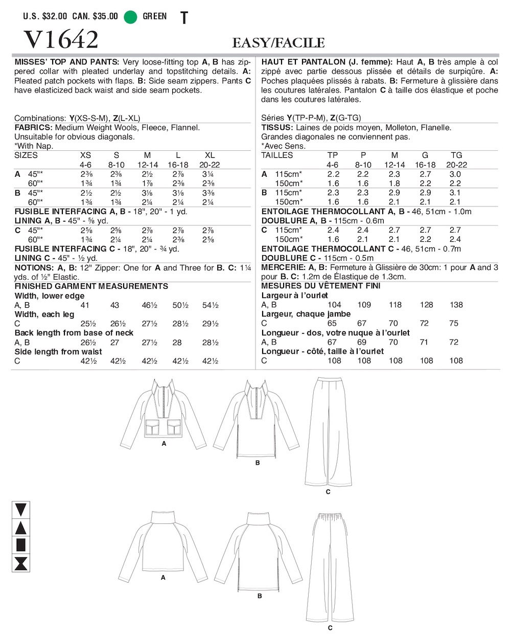 Vogue® Patterns Papierschnittmuster Pullover&Hose V1642