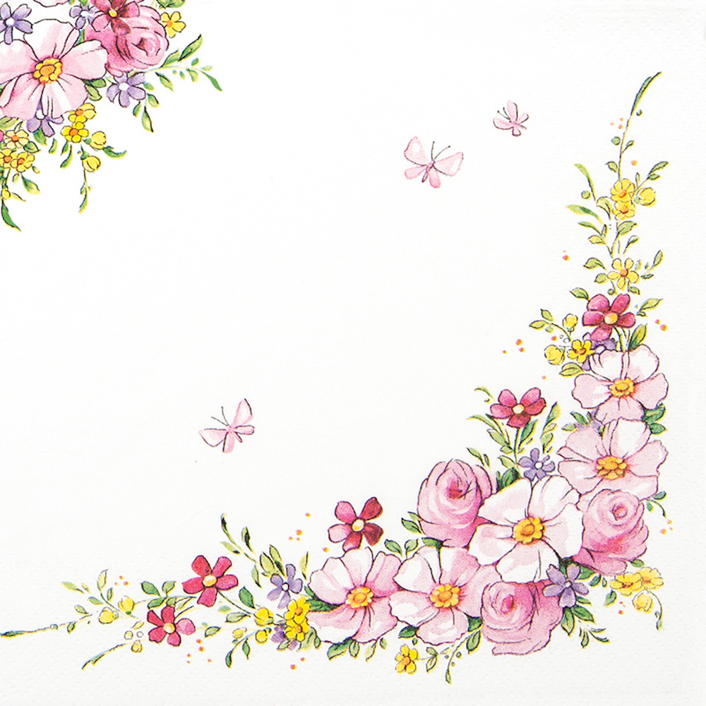 20 Servietten - Cute Flowers - 33x33cm - 3-lagig 