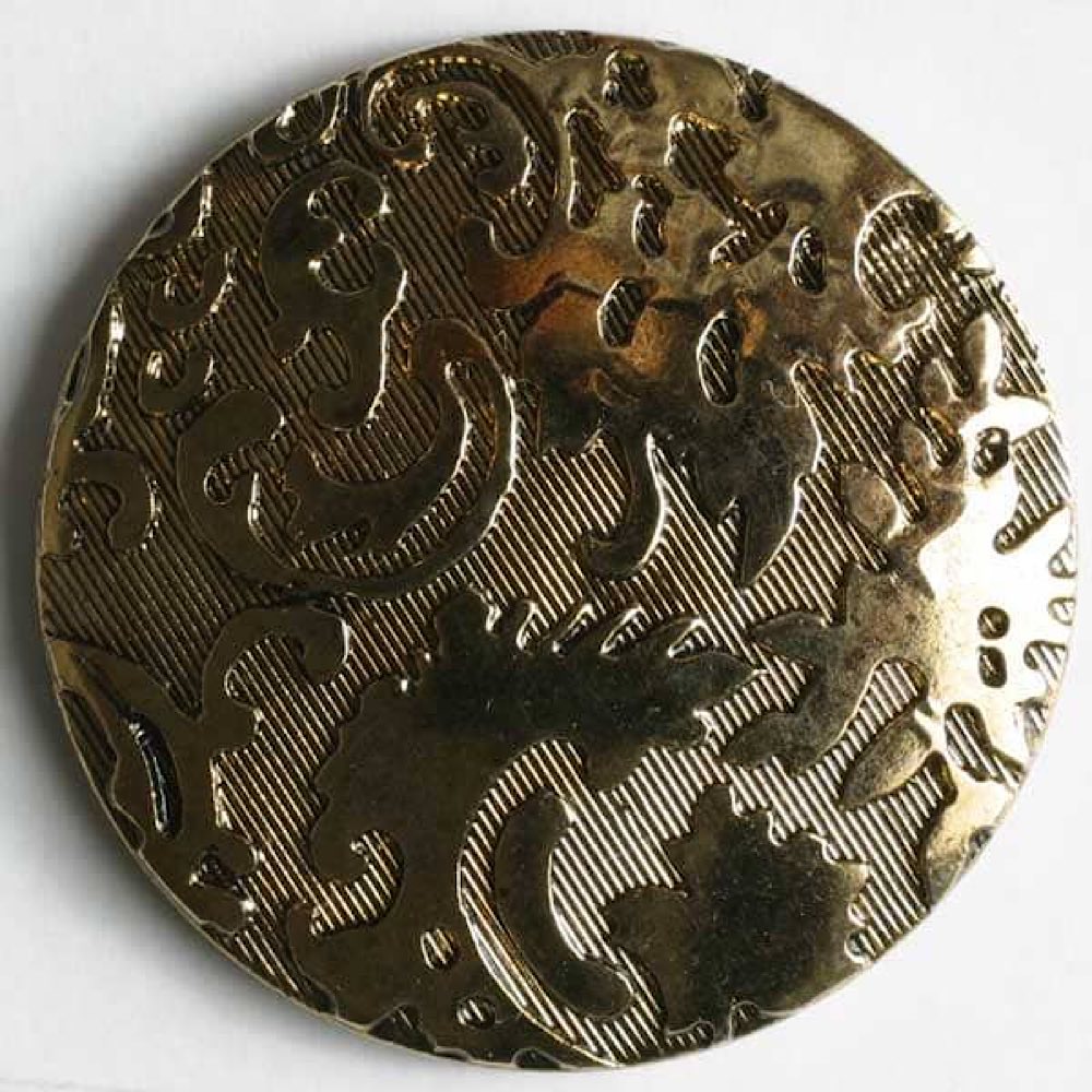 Kunststoffknopf metallisiert, Oberfläche mit feinem Relief und Öse 18mm altgold  1 Stck.