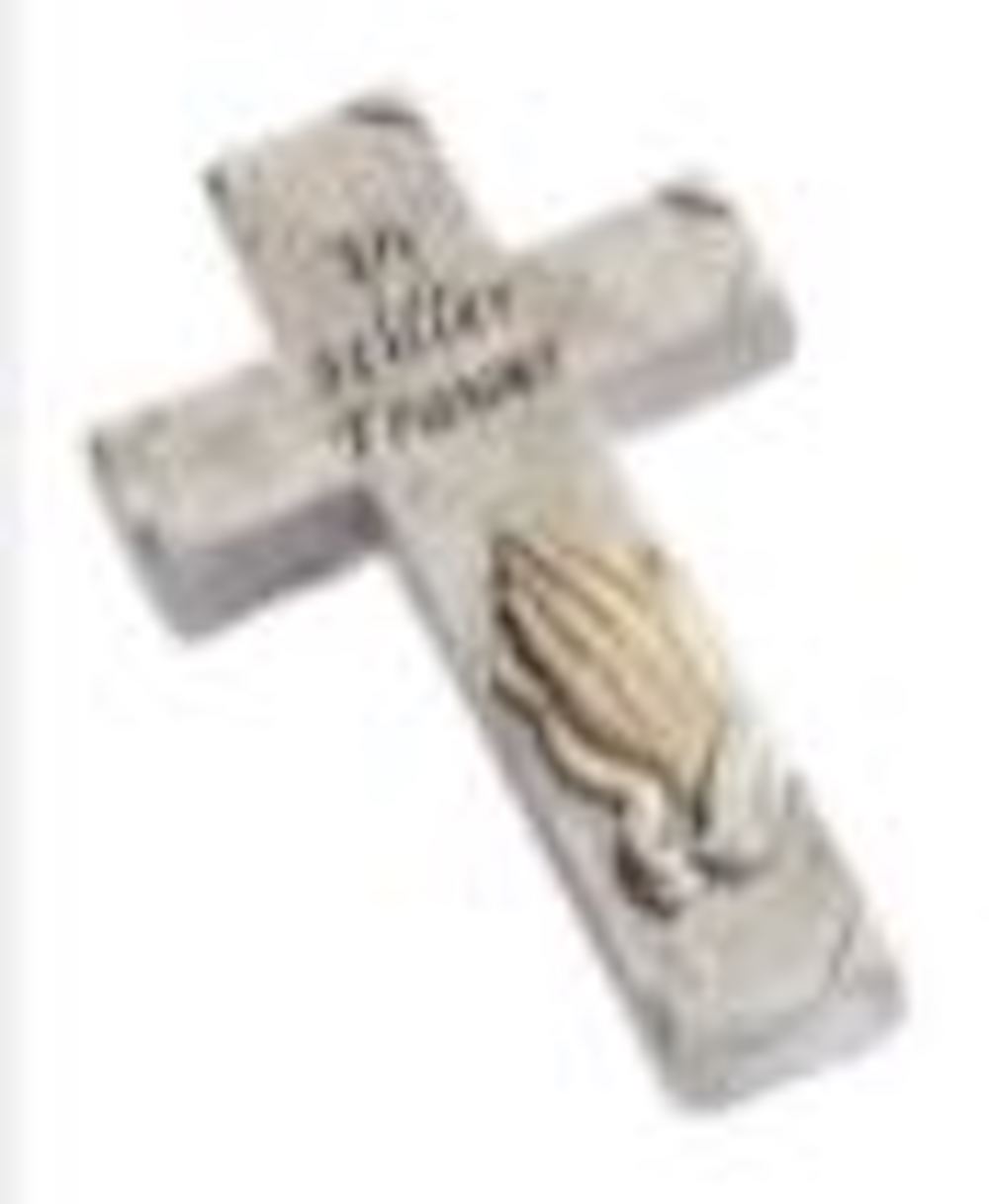 CREApop® Kreuz mit betenden Händen  7cm "In stiller Trauer"