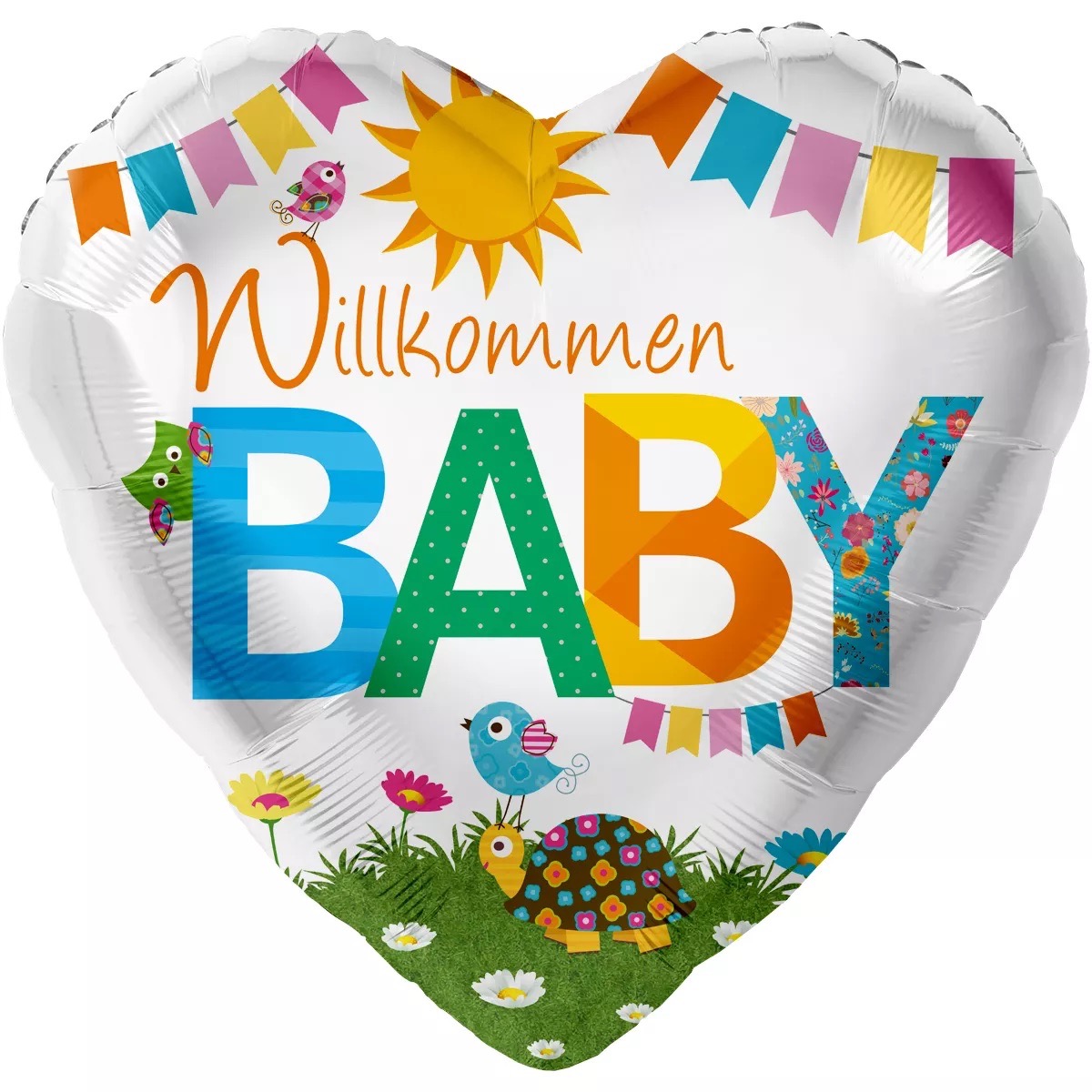 Folienballon Herz - Willkommen Baby - 45cm