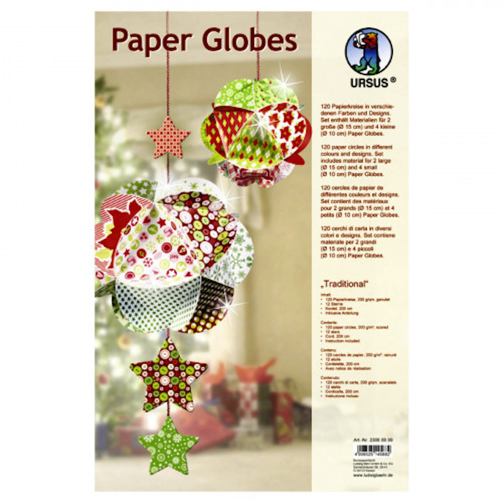 Bastelset, Paper Globes "Traditional", 6 Papierkugeln