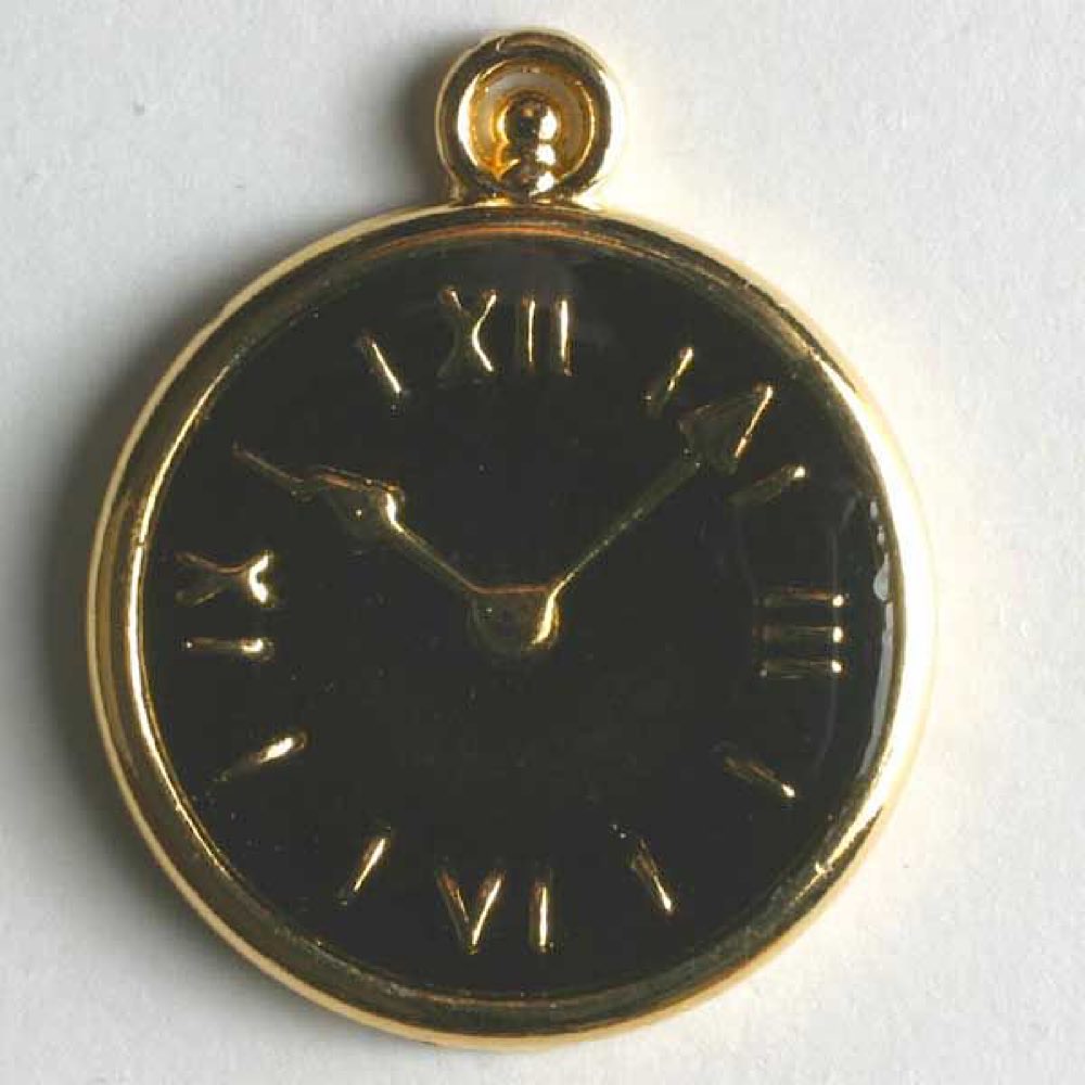 Uhrenknopf, vollmetall mit Öse - Größe: 15mm - Farbe: schwarz