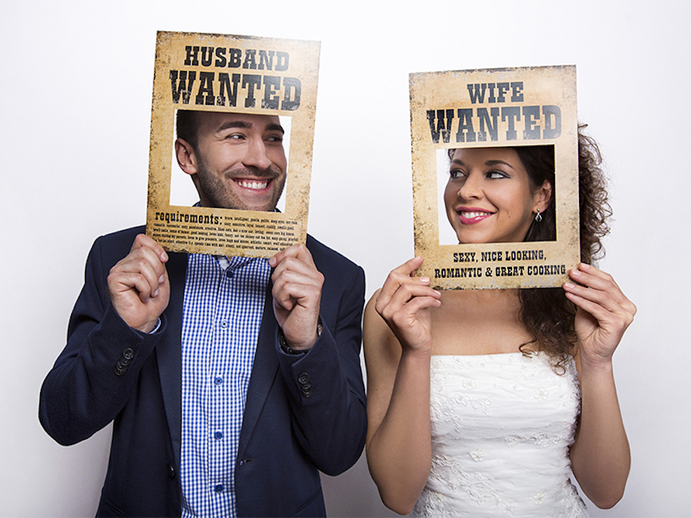 Schilder Husband Wanted und Wife Wanted, 2 Stück, 32x24cm