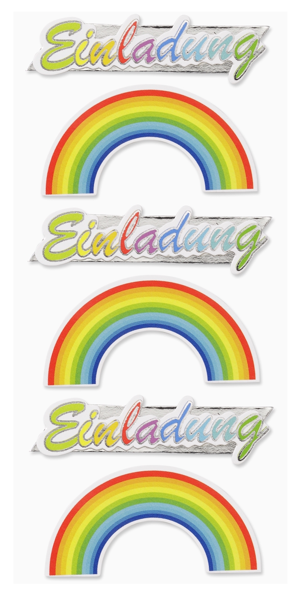 Creapop 3D Sticker, Einladung Regenbogen, 6 Stück sortiert