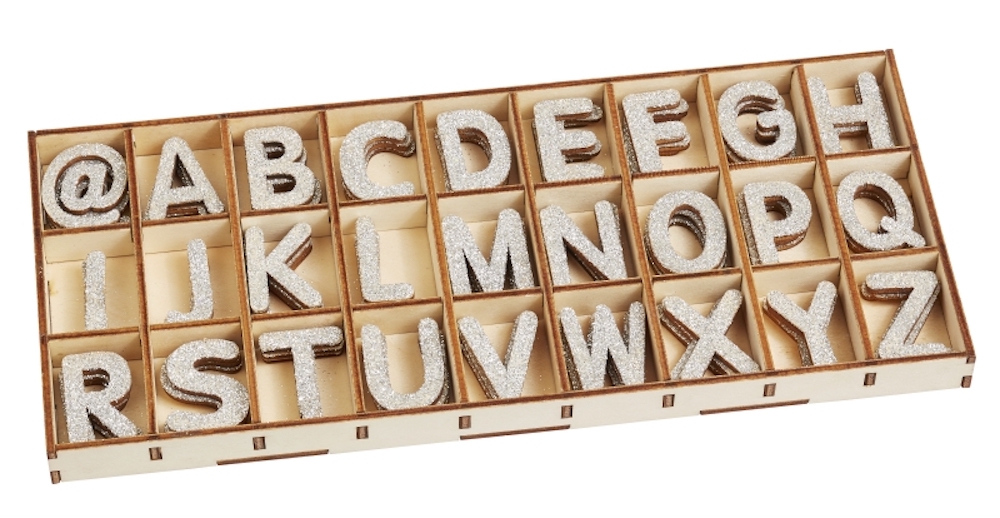Buchstaben-Set silber, ca. 2,8cm 81 Teile bestehend aus @+A-Z je 3x