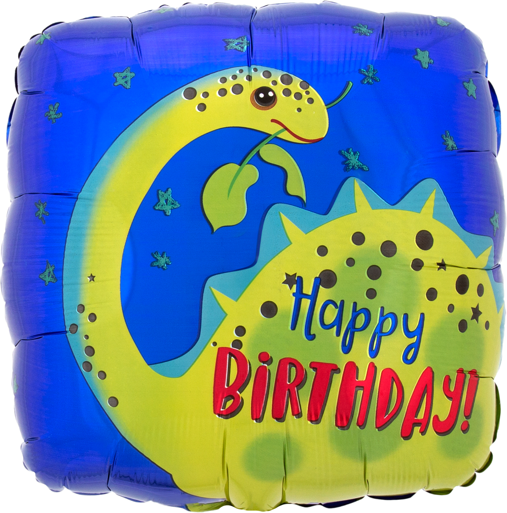 Folienballon eckig - Happy Birthday Dino - 43cm
