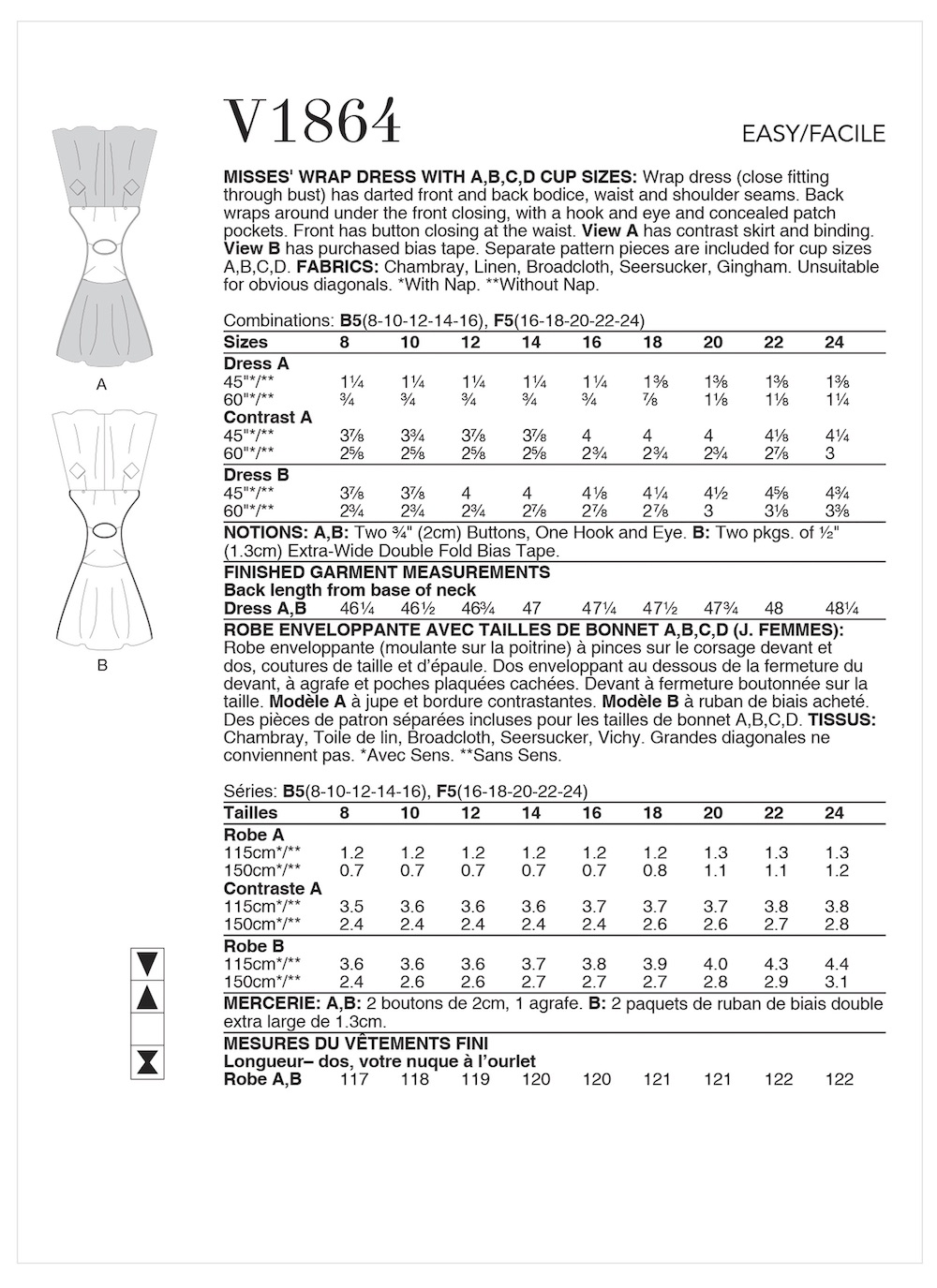 Vogue® Patterns Papierschnittmuster Damen - Vintage Wickelkleid - V1864