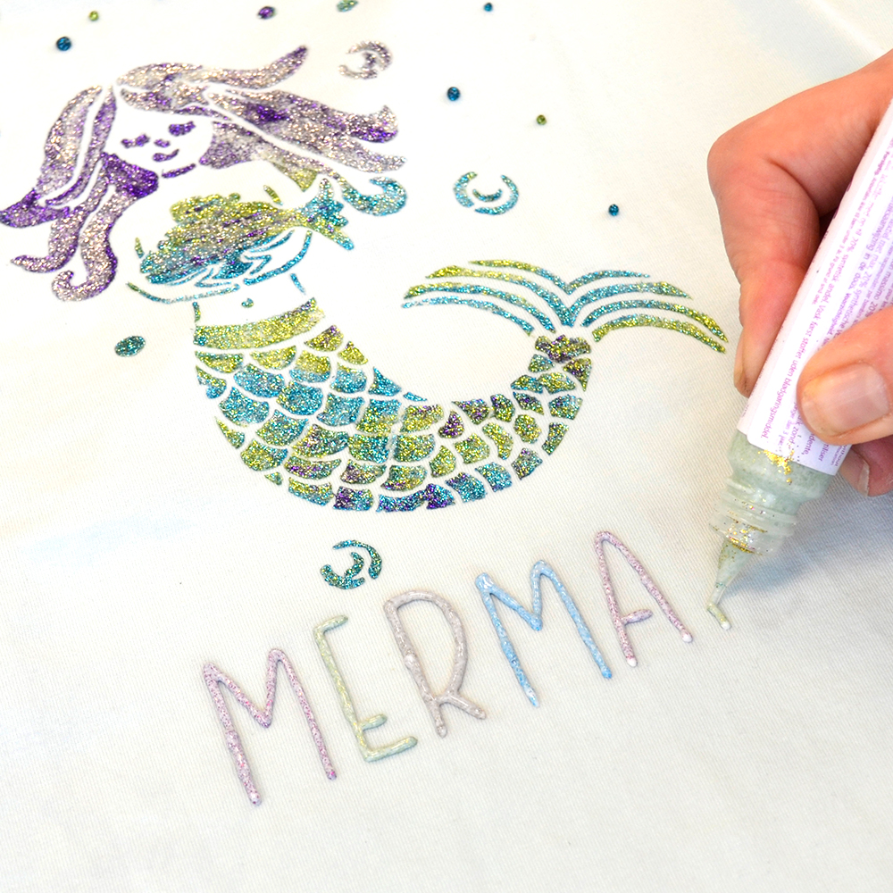 Kreativ-Set Mermaid Magic, Textilfarbe und Schablone