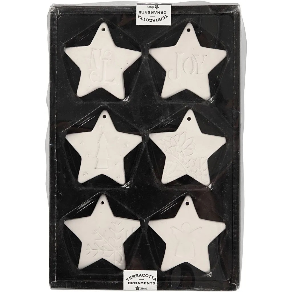 Medaillons zum Aufhängen, Sterne, Größe 7x7 cm, Weiß, 6 Stk/ 1 Pck