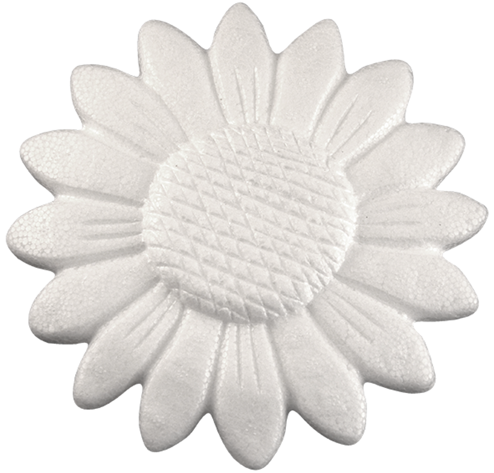 Styroporfigur Sonnenblume, Styroporsonnenblume, 150mm,  beidseitig geprägt, weiß, 1 Stück 