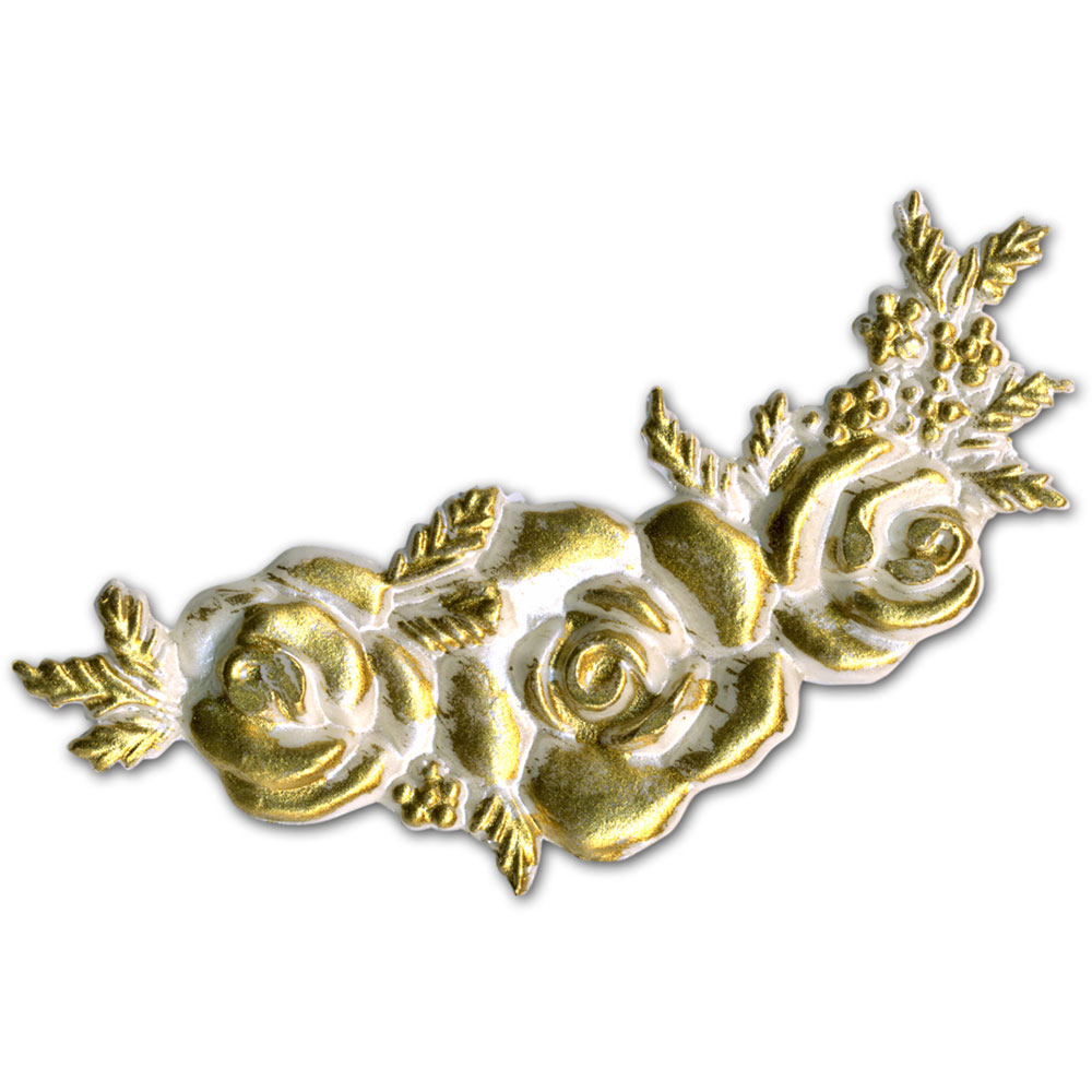 Wachs- Rosenblütenbogen, weiß/gold  90x 35 mm  1 Stück