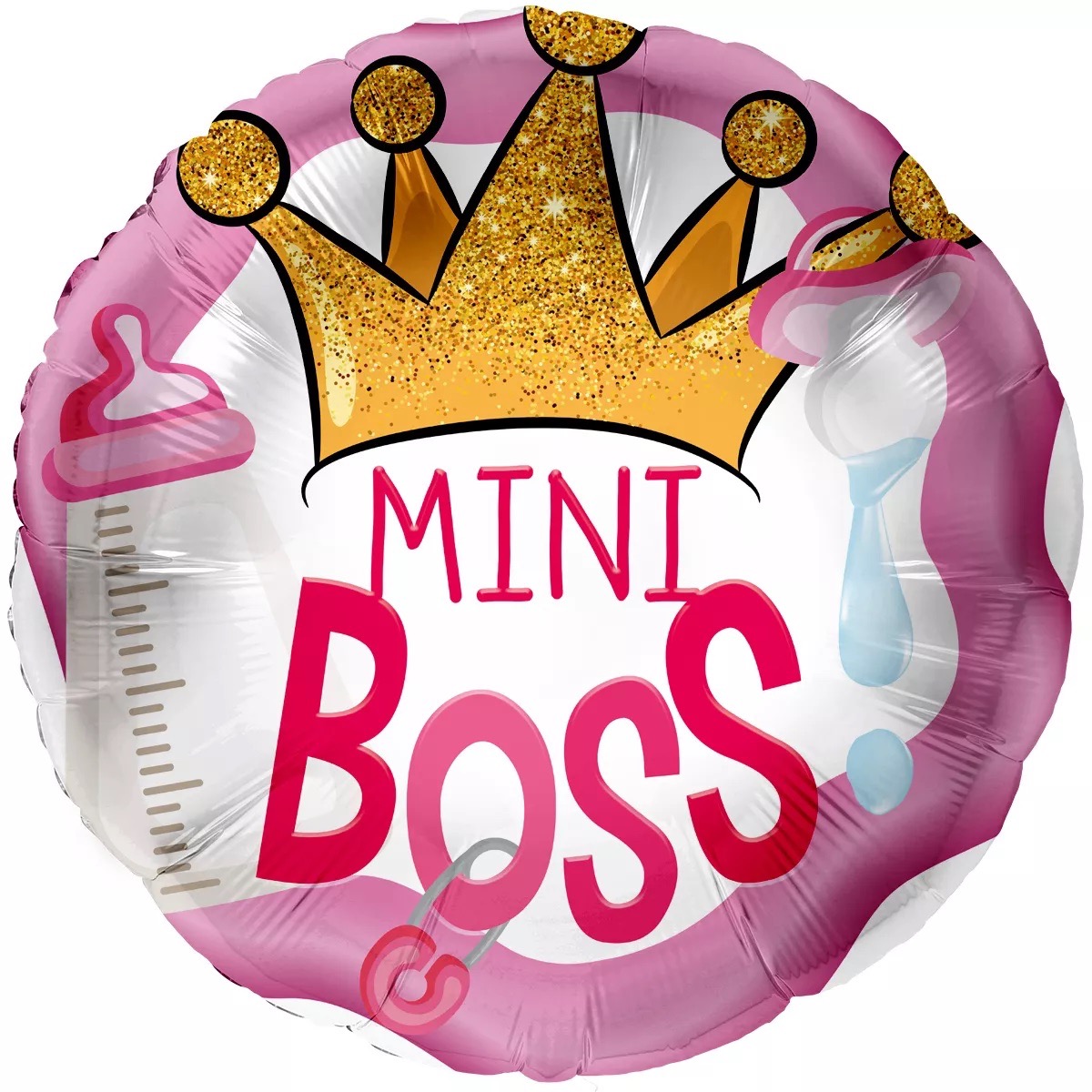 Folienballon rund - Mini Boss rosa- 45cm